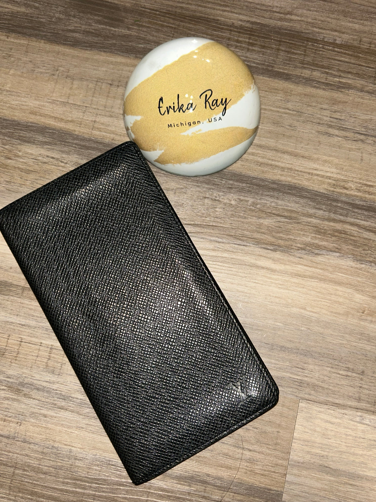 LV Black Taiga Long Wallet