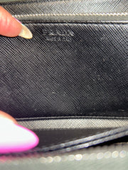 Prada Saffiano Black Leather Zip Wallet