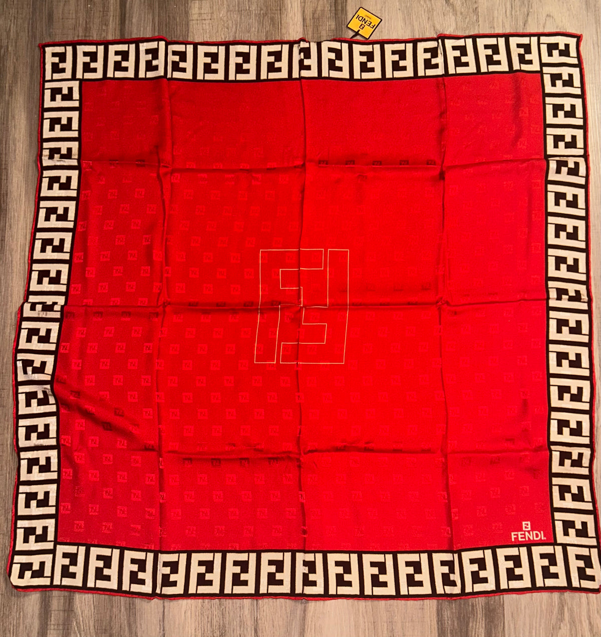 Fendi Red Silk Zucca Scarf- BRAND NEW