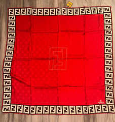 Fendi Red Silk Zucca Scarf- BRAND NEW