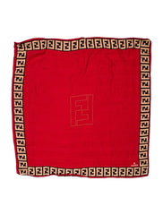 Fendi Red Silk Zucca Scarf- BRAND NEW