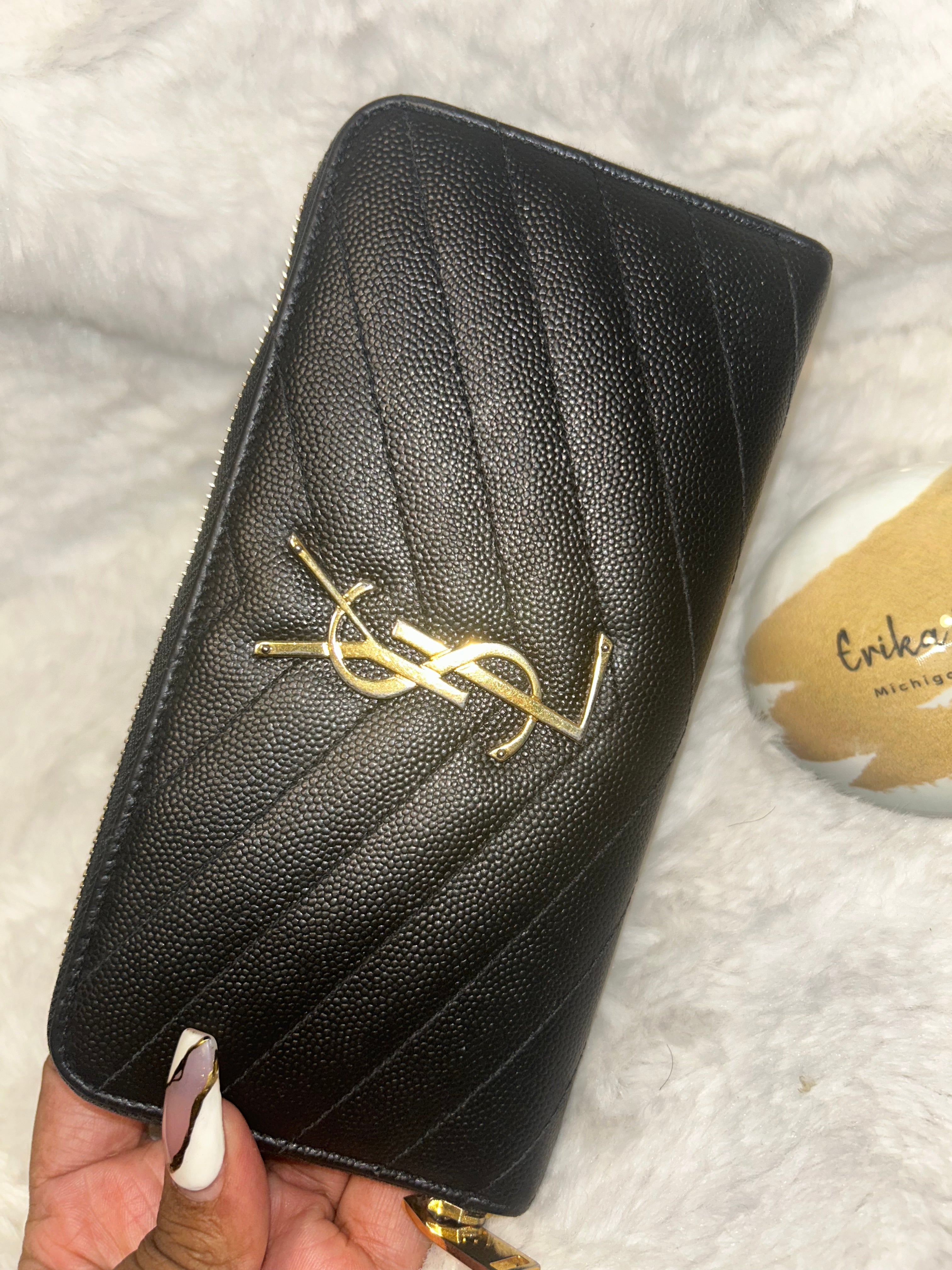 YSL Black Zippy Wallet