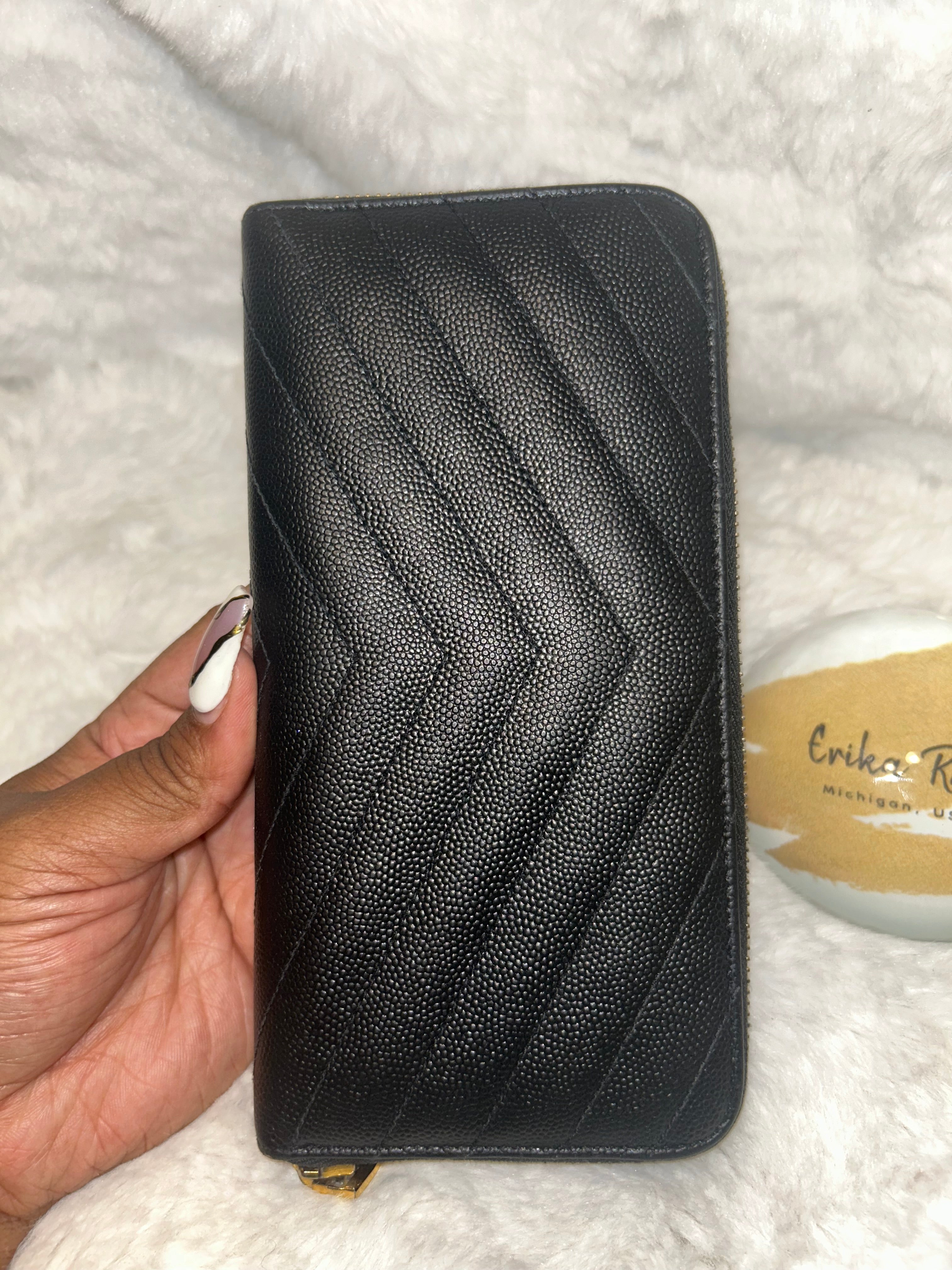 YSL Black Zippy Wallet
